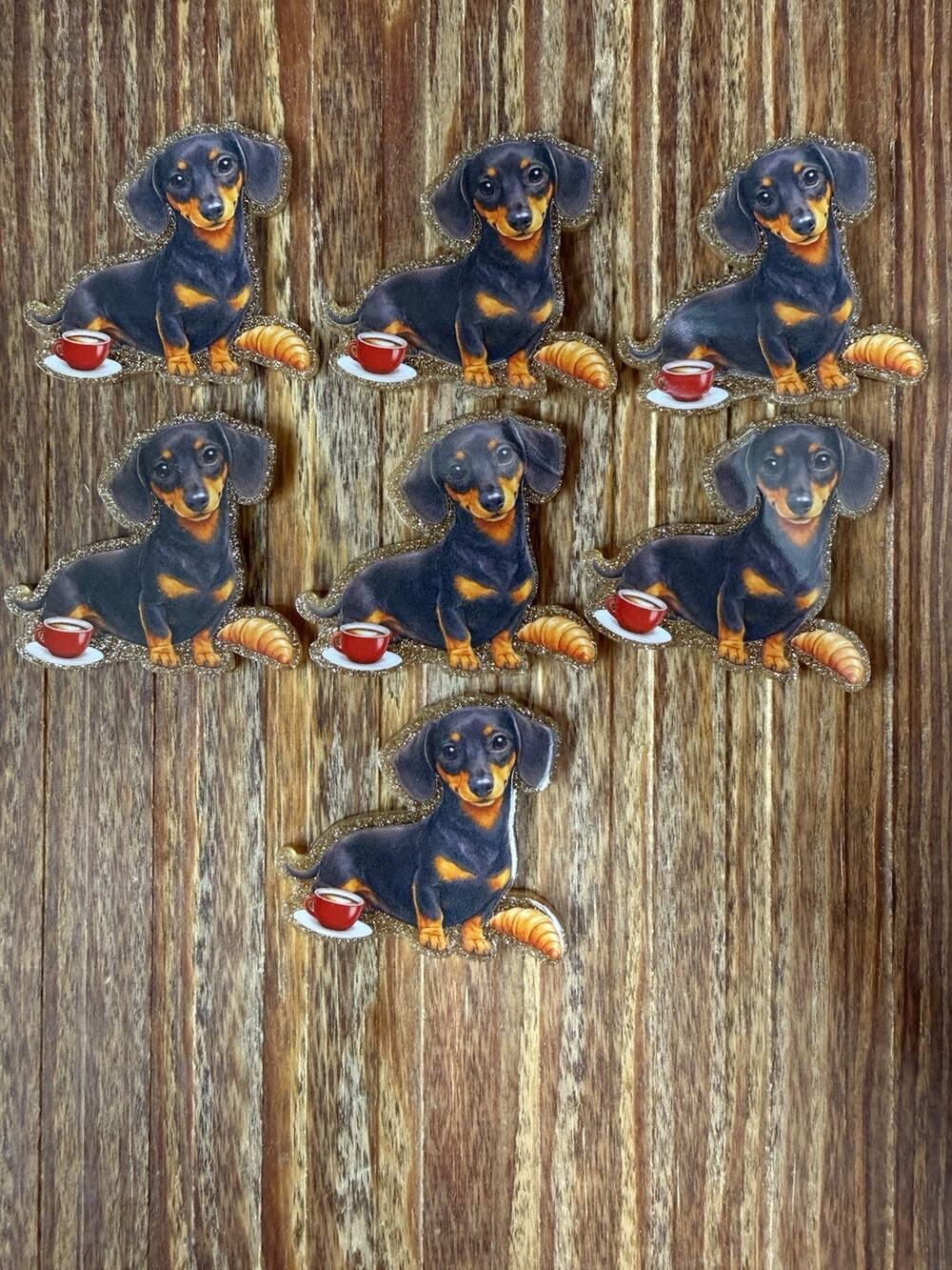 7 Pc Dachshund Acrylic Flatbacks